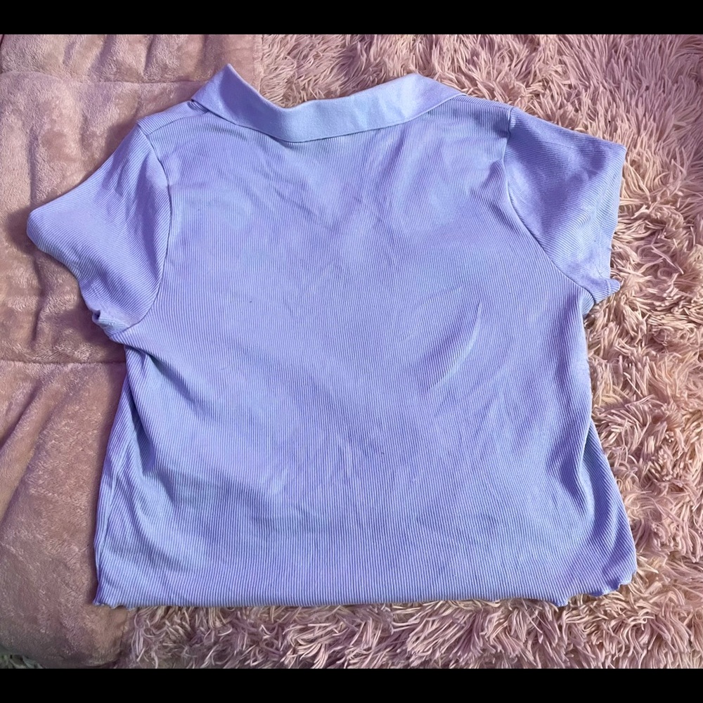 Blue Collared Crop Top - Picture 2 of 2